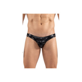 Slip noir Black Desire en simili cuir 